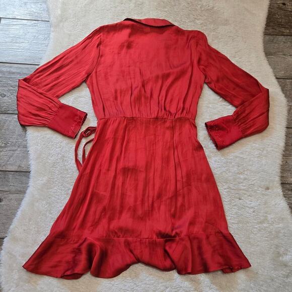 Paige Tulip Red Parisa Ruffle Romantic Wrap Dress, Size Small - Picture 6 of 12